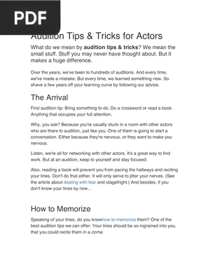 Audition Tips & Tricks for Actors