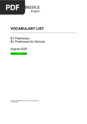 B1 Preliminary Vocabulary List