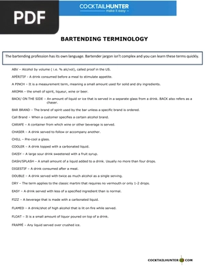 Bartending Terminology