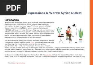 Basic Arabic Expressions & Words - Syrian Dialect