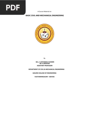 Basic Civil and Mechanical Engineering