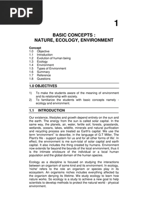 Basic concepts: nature, ecology, enviroment