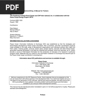 Basic techniques of blacksmithing: A Manual for Trainers