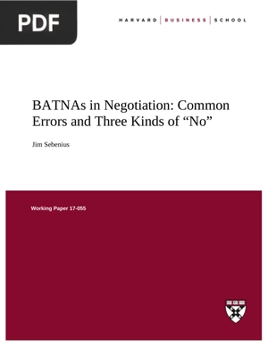 BATNAs in Negotiation: Common Errors and Three Kinds of “No”
