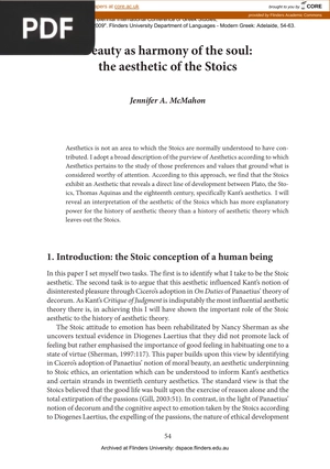 Beauty as harmony of the soul: the aesthetic of the Stoics