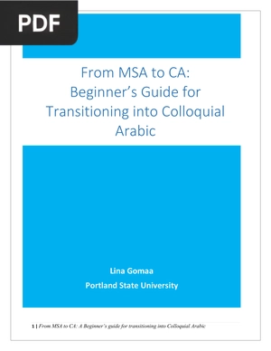 Beginner’s Guide for Transitioning into Colloquial Arabic