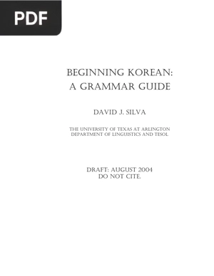 Beginning Korean: A Grammar Guide