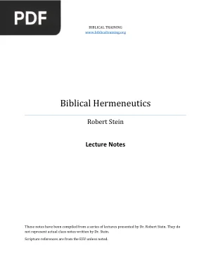 Biblical Hermeneutics - Lecture Notes