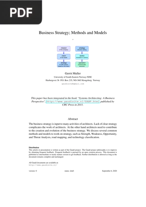 Business Strategy - Methods and Models