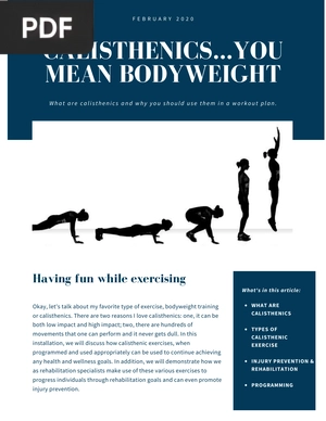 Calisthenics...You mean bodyweight