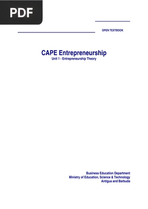 CAPE Entrepreneurship Unit 1 – Entrepreneurship Theory
