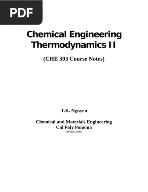 Chemical Engineering Thermodynamics II