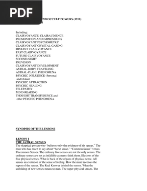 Clairvoyance and Occult Powers