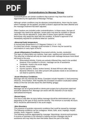 Contraindications for Massage Therapy
