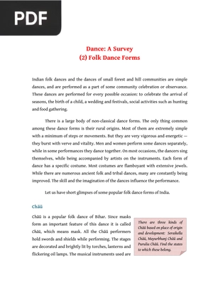 Dance: A Survey (2) Folk Dance Forms