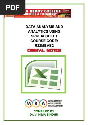Data Analysis and Analytics Using Spreadsheet