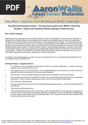 Day Nine - Improve Your Reading of Body Language