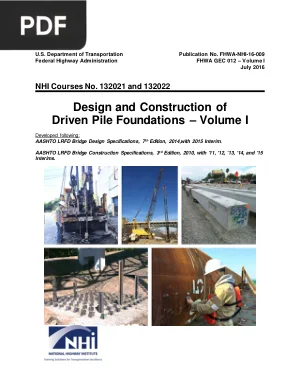 Design and Construction of Driven Pile Foundations Volume I