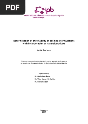 Determination of the Stability of Cosmetic Formulations with Incorporation of Natural Products