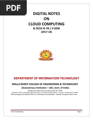 Digital Notes On Cloud Computing