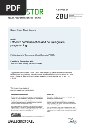 Effective communication and neurolinguistic programming (Article)