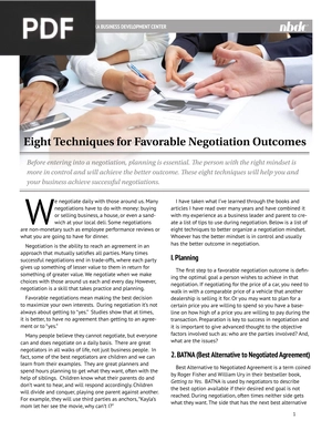 Eight Techniques for Favorable Negotiation Outcomes
