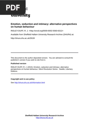Emotion, seduction and intimacy: alternative perspectives on human behaviour
