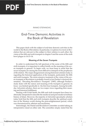 End-Time Demonic Activities in the Book of Revelation
