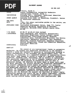 Engine Fundamentals: Automotive Mechanics