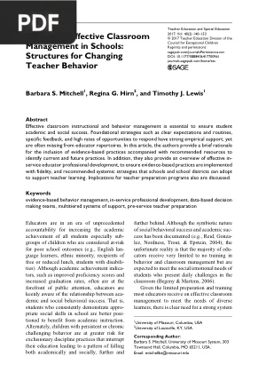 Enhancing Effective Classroom Management in Schools