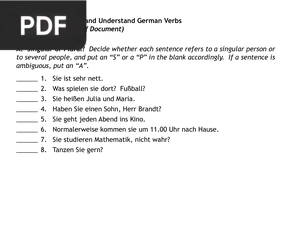 Exercises to Practice and Understand German Verbs