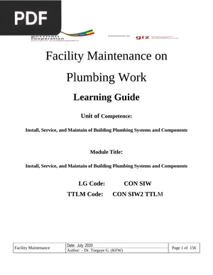 Facility Maintenance on Plumbing Work