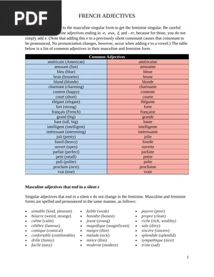 French Adjectives