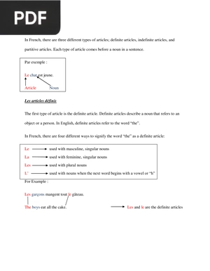 French Articles Exercises