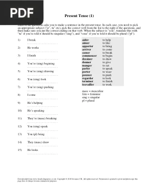 French Grammar Sheets
