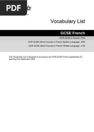 French Vocabulary List
