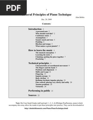 General Principles of Piano Technique