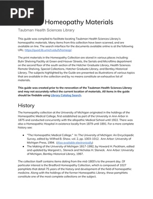 Guide to Homeopathy Materials