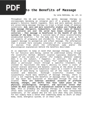 Guide to the Benefits of Massage