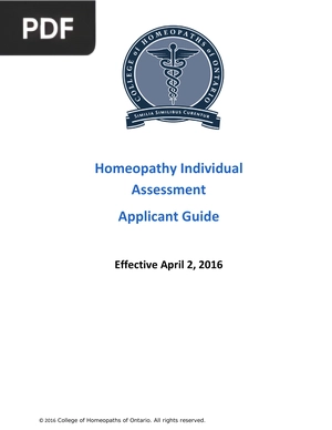 Homeopathy Individual Assessment Applicant Guide