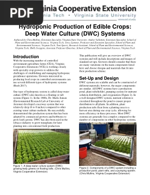 Hydroponic Production of Edible Crops: Deep Water Culture (DWC) Systems