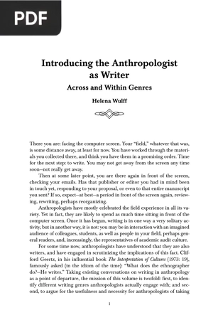 Introducing the Anthropologist as Writer