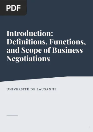 Introduction: Definitions, Functions, and Scope of Business Negotiations