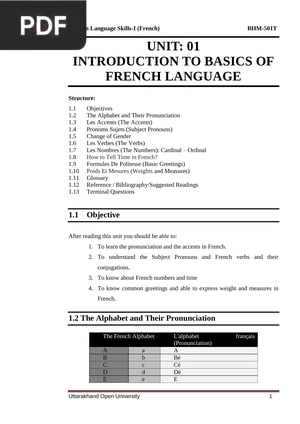 Introduction to Basics of French Language