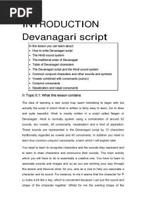 Introduction to Devanagari Script