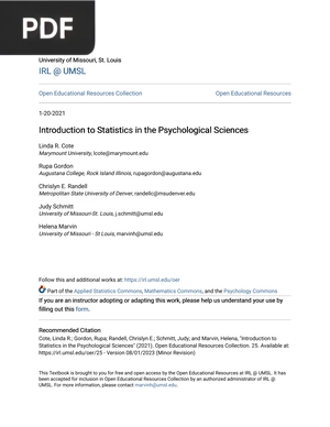 Introduction to Statistics in the Psychological Sciences