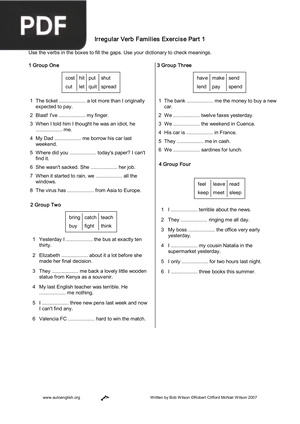 Irregular Verb Exercises