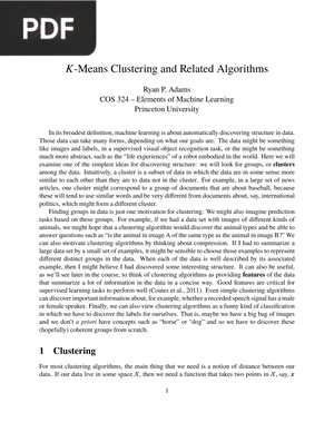 K-Means Clustering and Related Algorithms