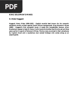 King Solomon's Mines