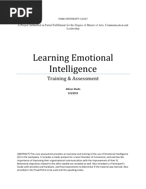 Learning Emotional Intelligence: Training and Assessment
